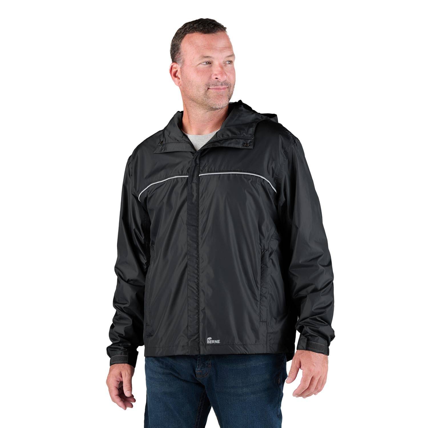Berne Men's Coastline Lightweight Hooded Rain Jacket | Galls
