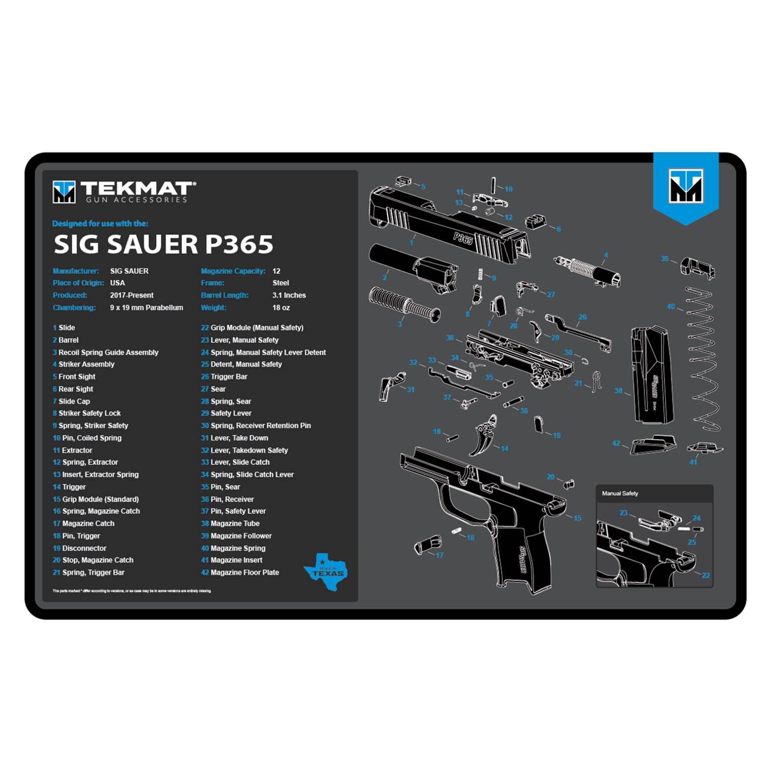 TekMat Sig Sauer P365 Gun Cleaning Mat 17