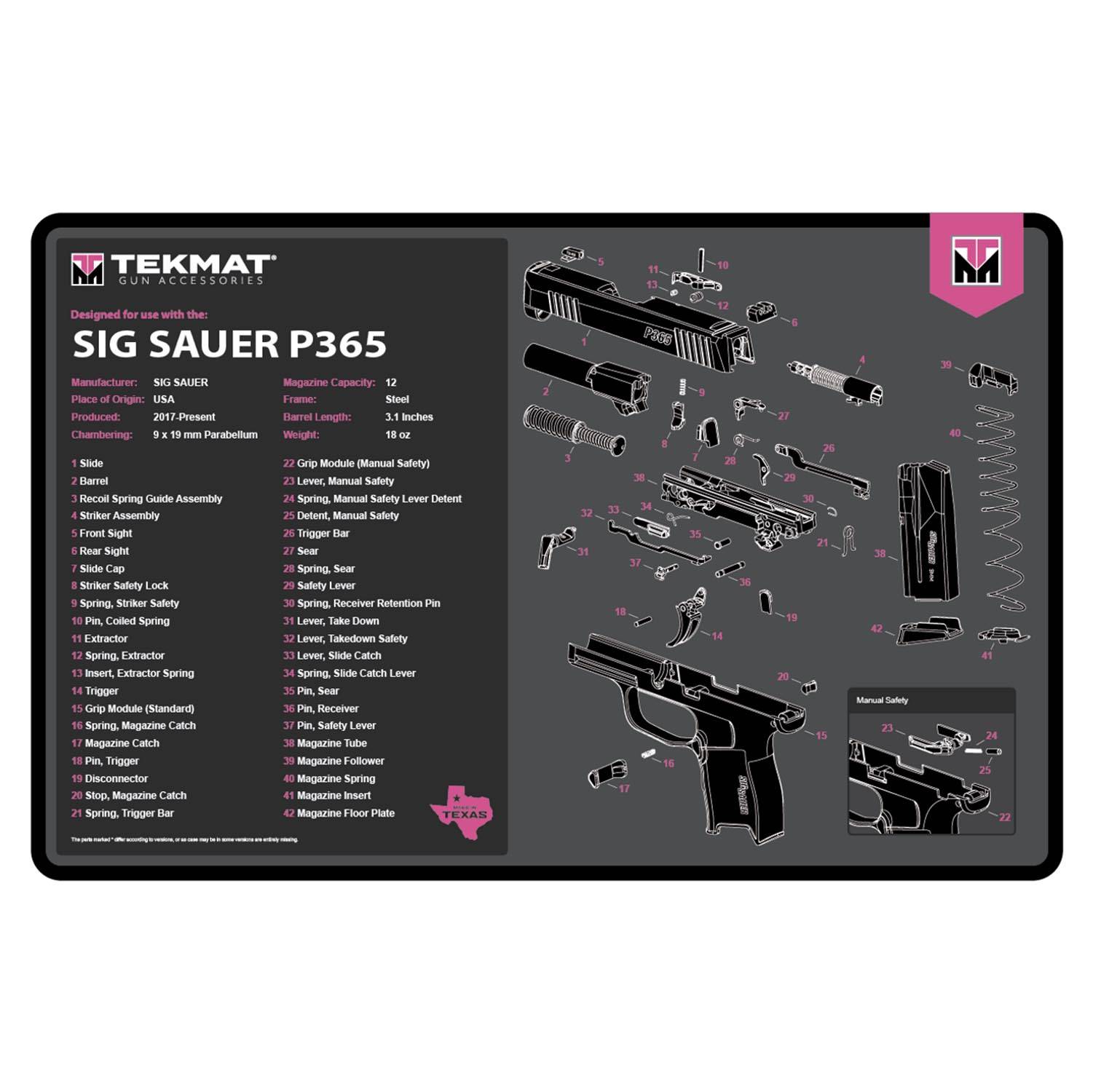 TekMat Sig Sauer P365 Gun Cleaning Mat 17