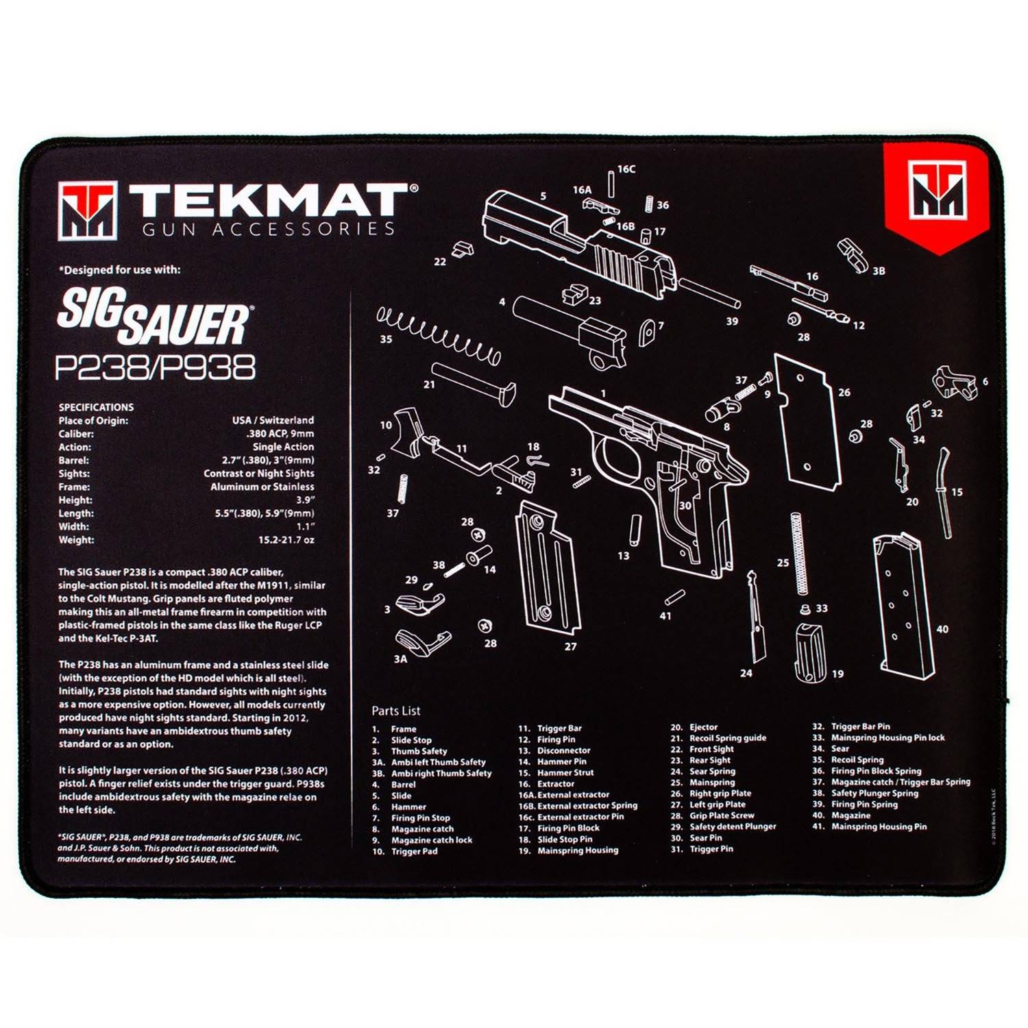 TekMat Sig Sauer P238 Ultra Premium Gun Cleaning Mat 20"