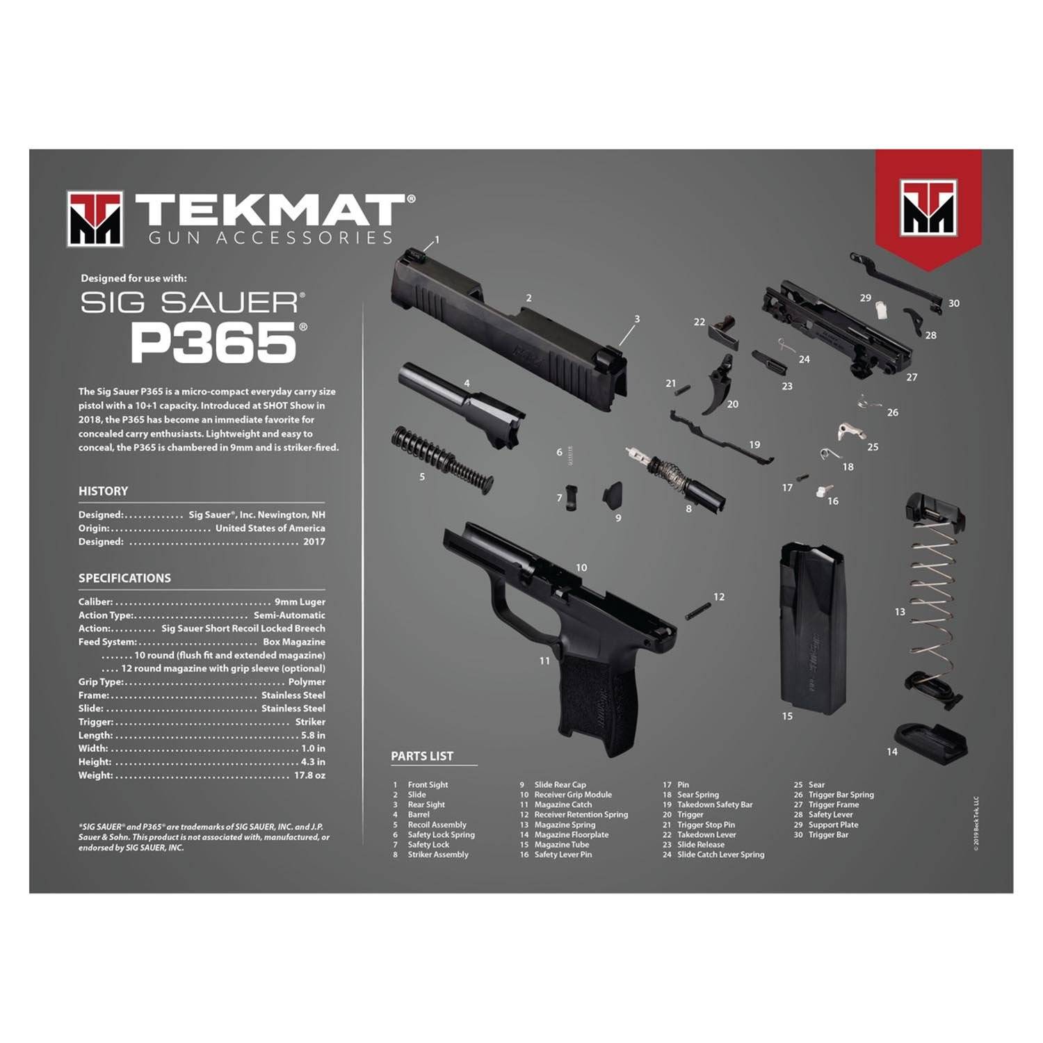 TekMat Sig Sauer P365 Ultra Premium Gun Cleaning Mat 20"