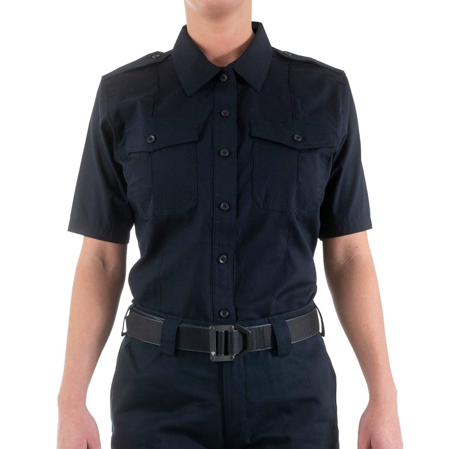 WOMEN'S SHORT SLEEVE PRO DUTY UNIFORM SHIRT IN MIDNIGHT NAVY
