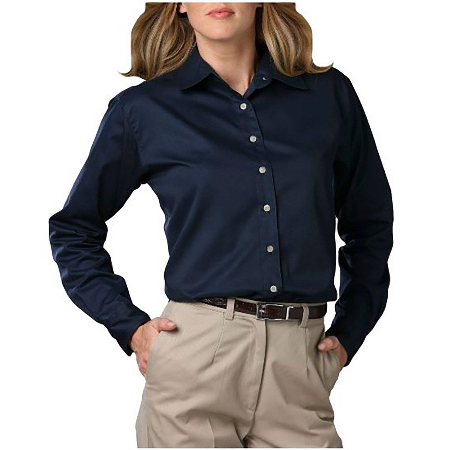 BLUE GENERATION LADIES' LONG SLEEVE TEFLON TREATED TWILL