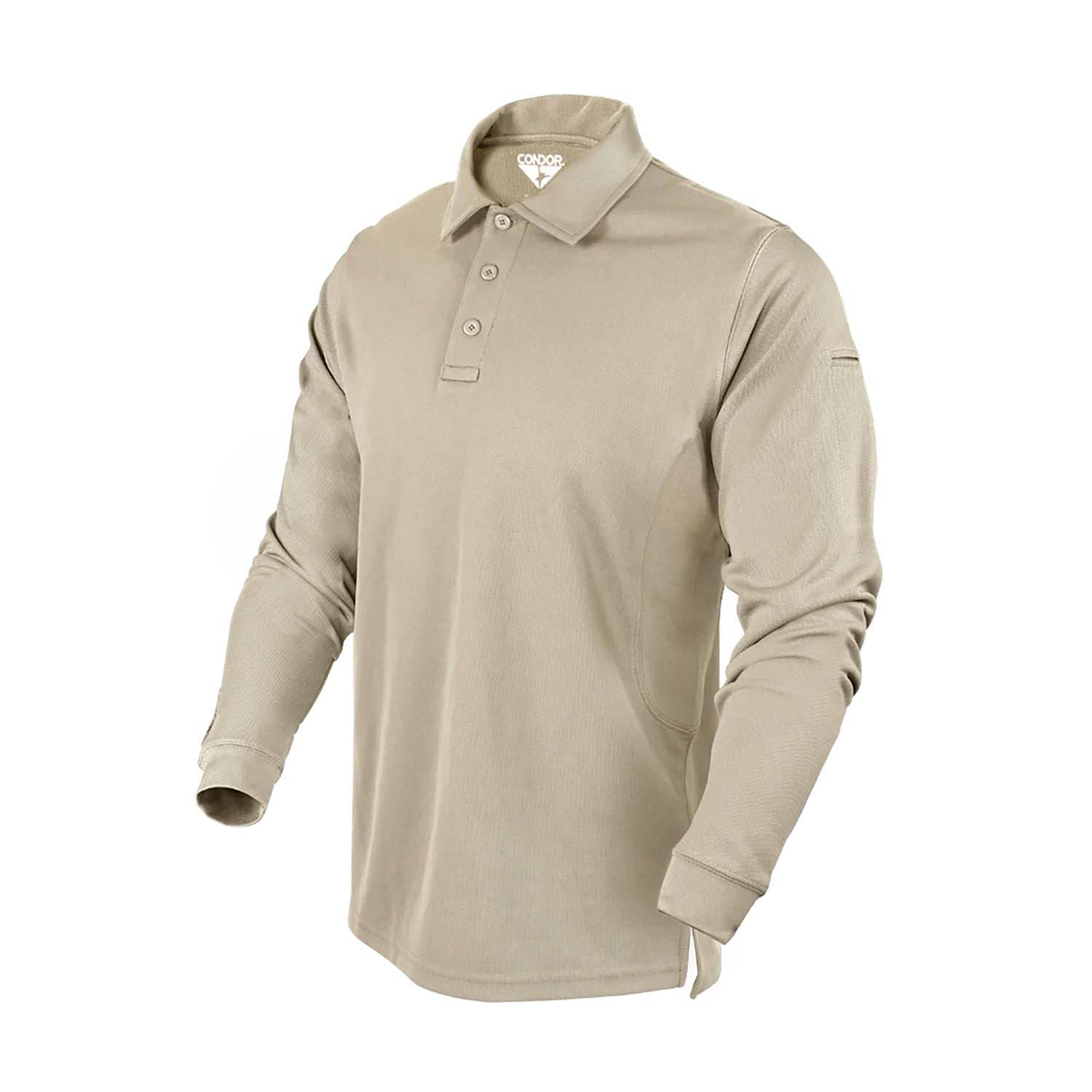 CONDOR LONG SLEEVE PERFORMANCE TACTICAL POLO IN SILVER TAN