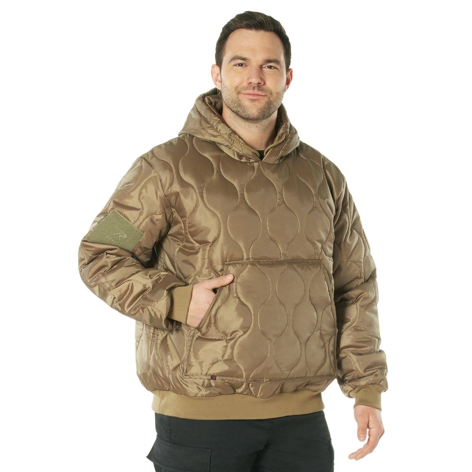 ROTHCO QUILTED WOOBIE HOODED SWEATSHIRT IN COYOTE