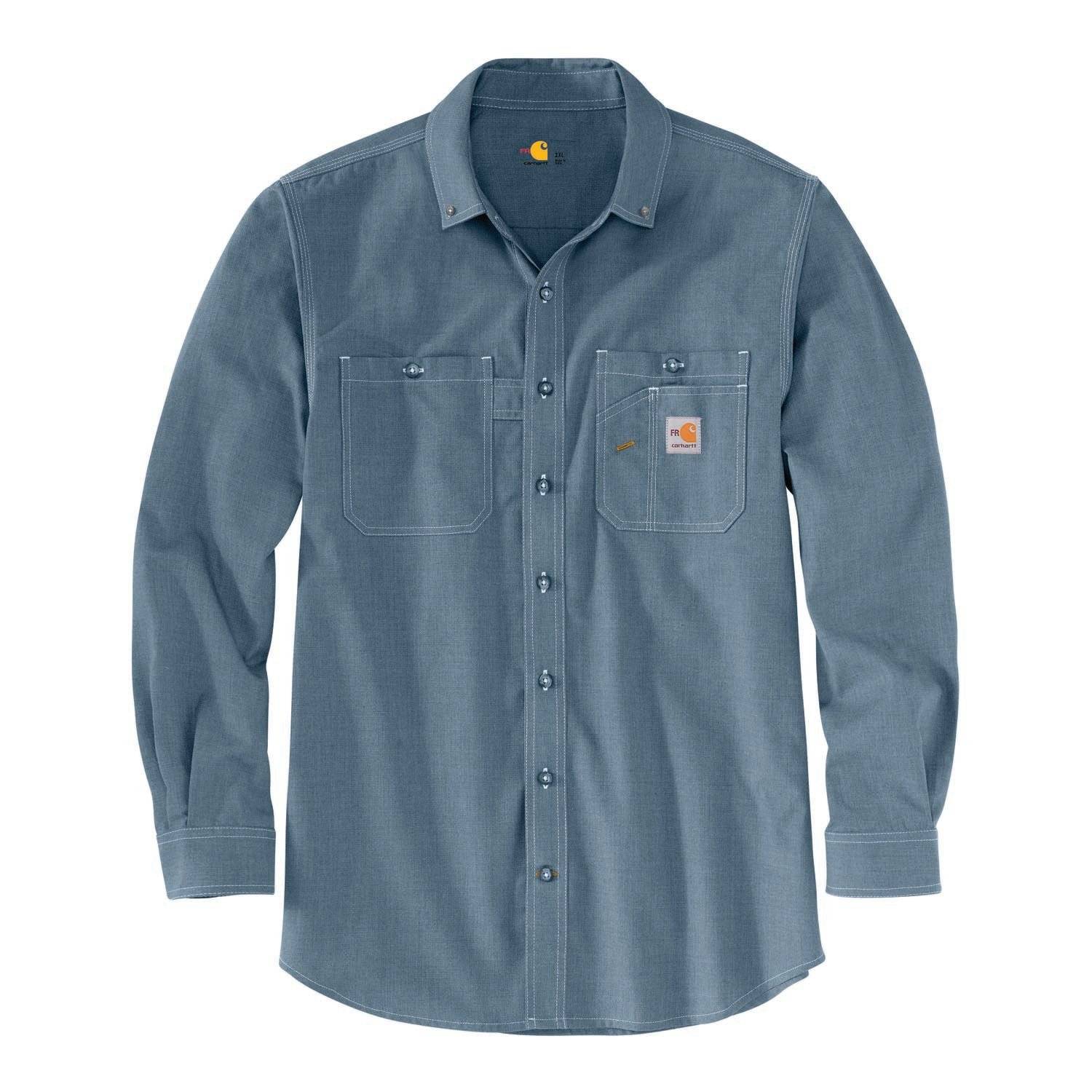 CARHARTT FR FORCE LOOSE FIT LONG-SLEEVE SHIRT IN STEEL BLUE