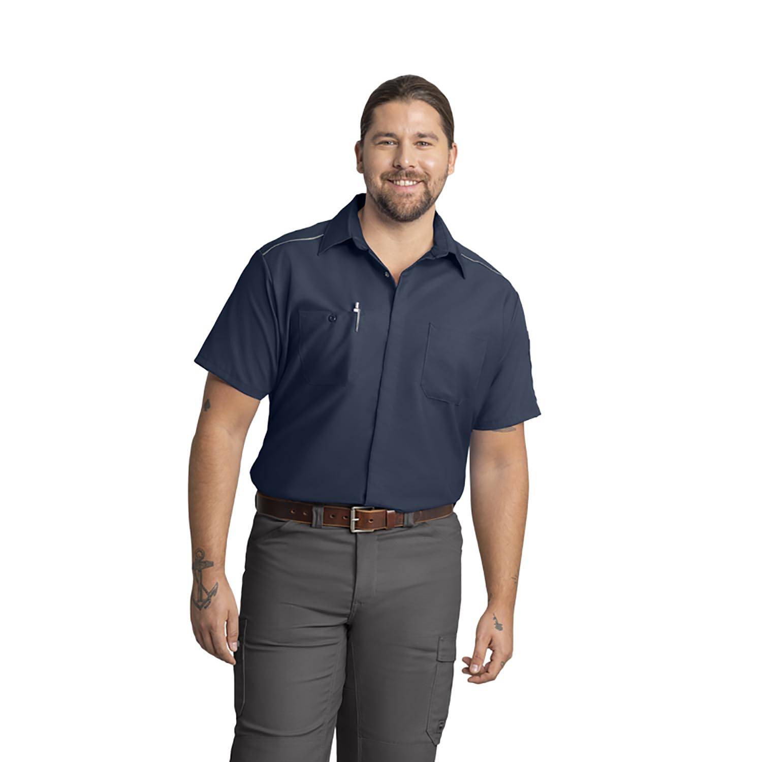 Men's Casual Cargo Short Sleeve Lapel Cardigan Pocket Shirt