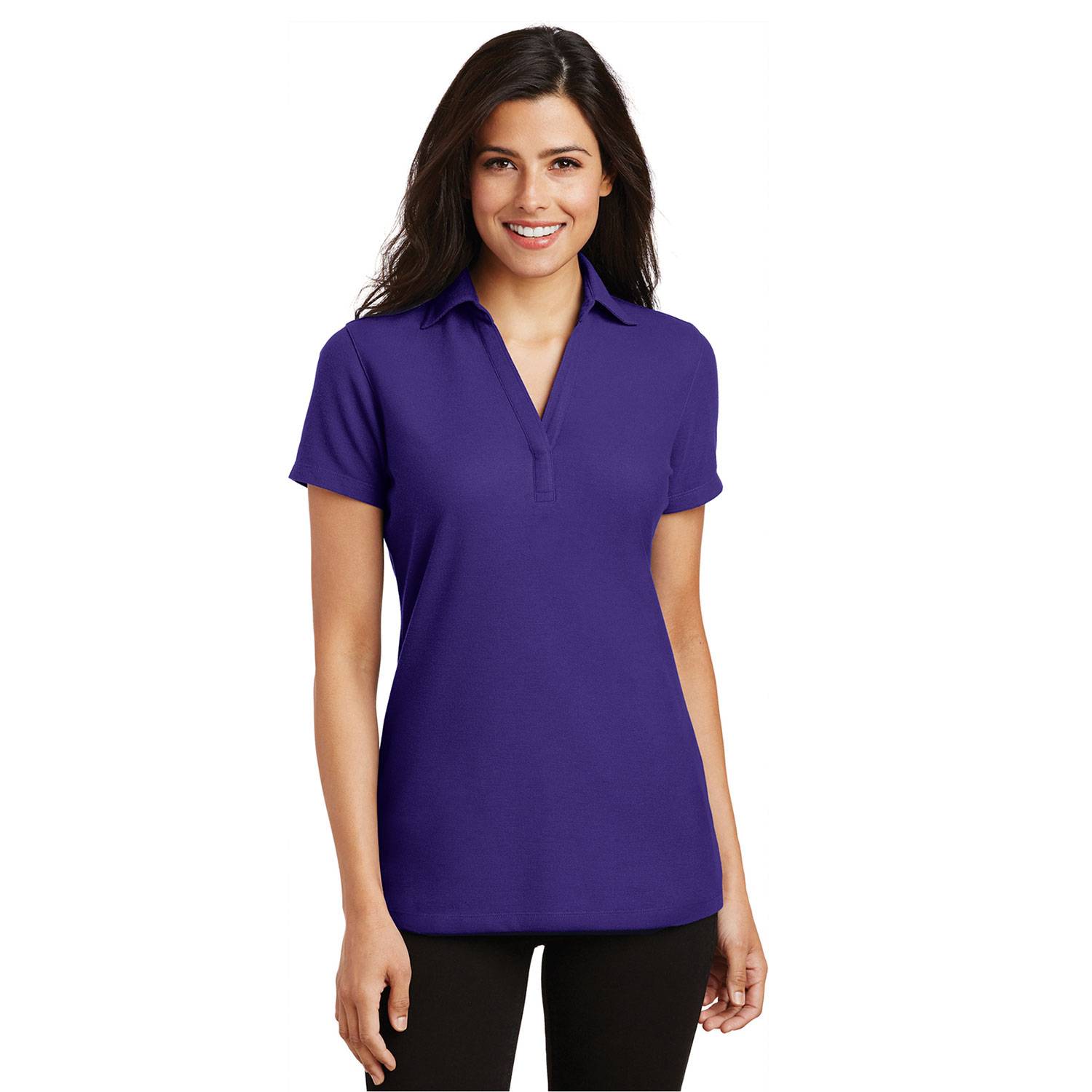 PORT AUTHORITY LADIES SILK TOUCH Y-NECK POLO