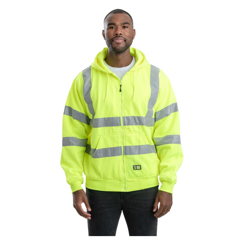 BERNE WORKWEAR HI-VIS TYPE R CLASS 3 LINED HOODED SWEATSHIRT