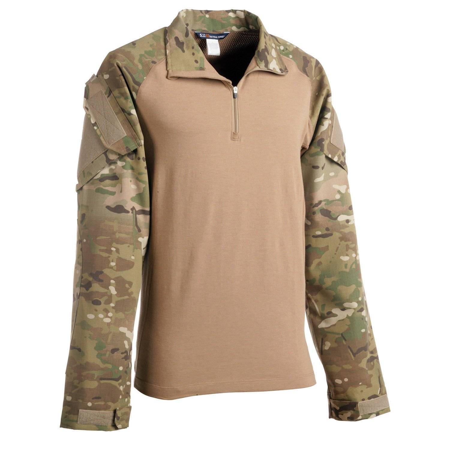 Med Reg Tru-Spec 2565004 Men's OD Green Poly Cotton TRU 1/4 Zip Combat Shirt 