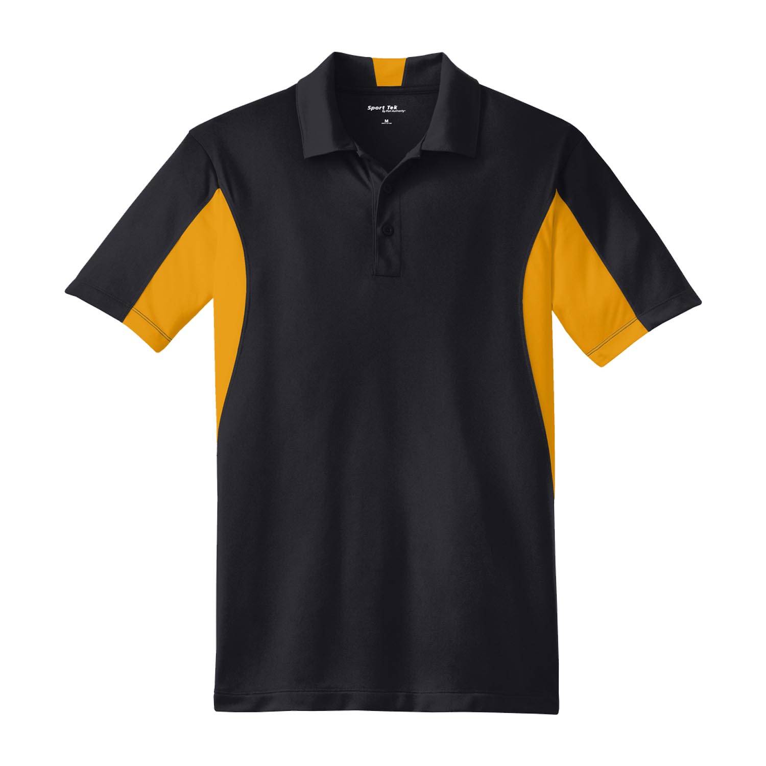 SPORT-TEK SIDE BLOCKED MICROPIQUE SPORT-WICK POLO BLACK GOLD