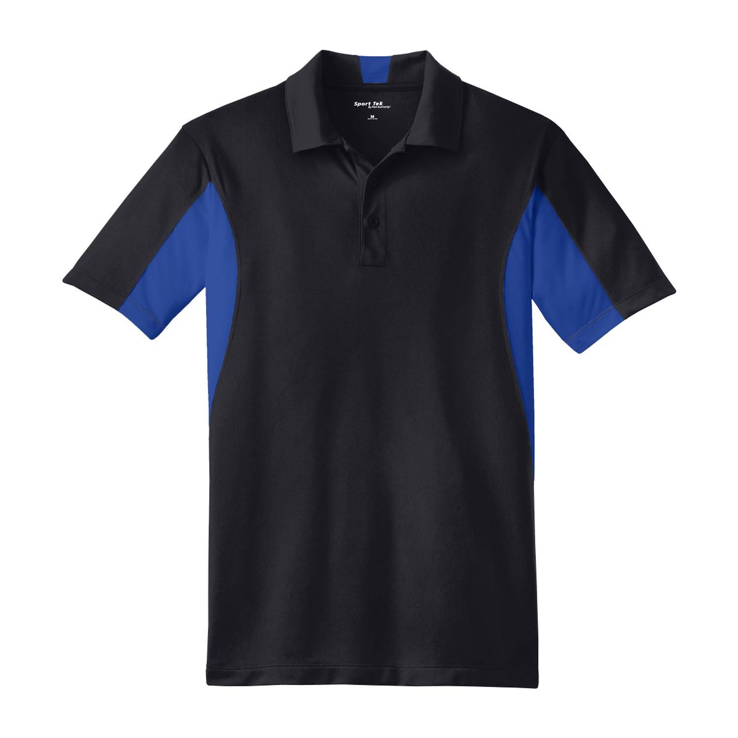 SPORT-TEK SIDE BLOCKED MICROPIQUE SPORT-WICK POLO BLACK BLUE