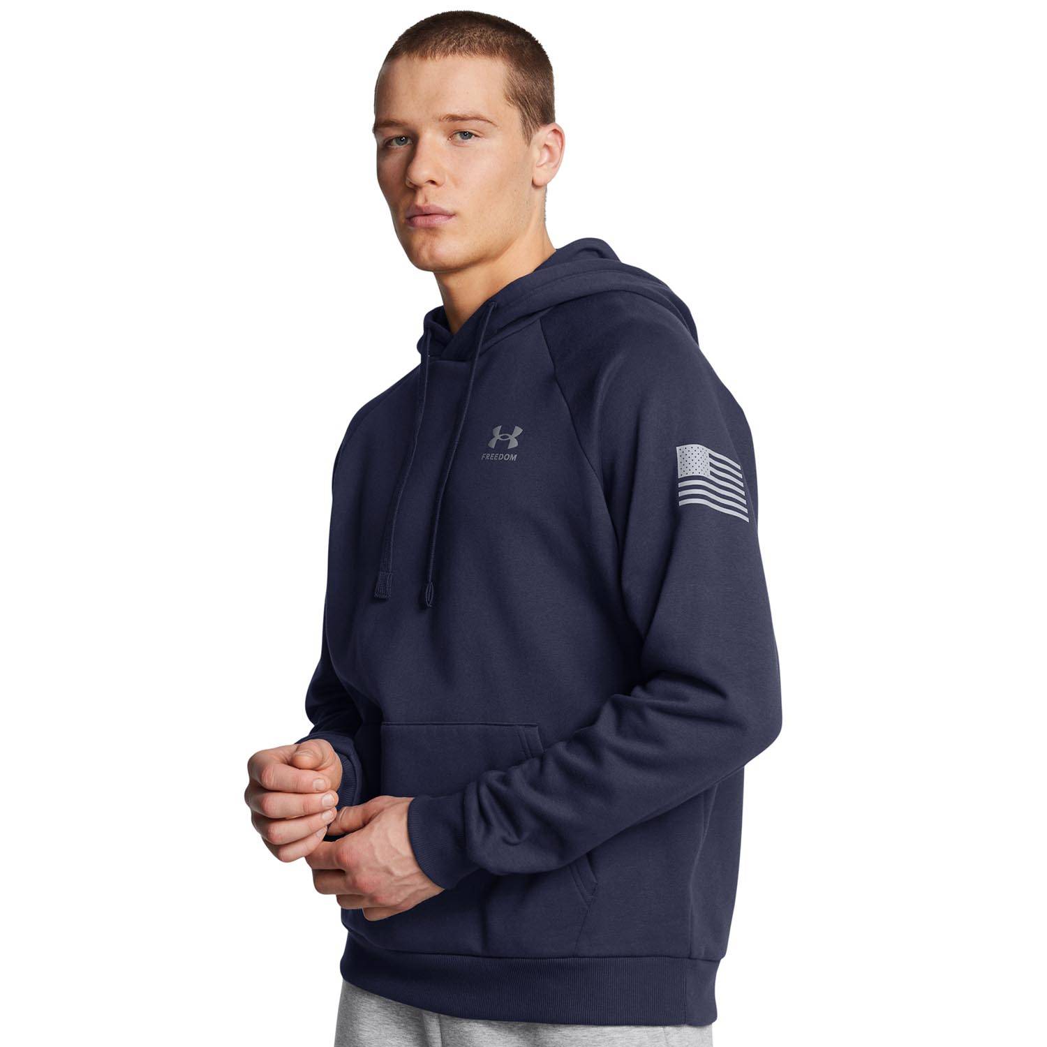 UNDER ARMOUR MEN'S FREEDOM FLAG HOODIE IN MIDNIGHT NAVY