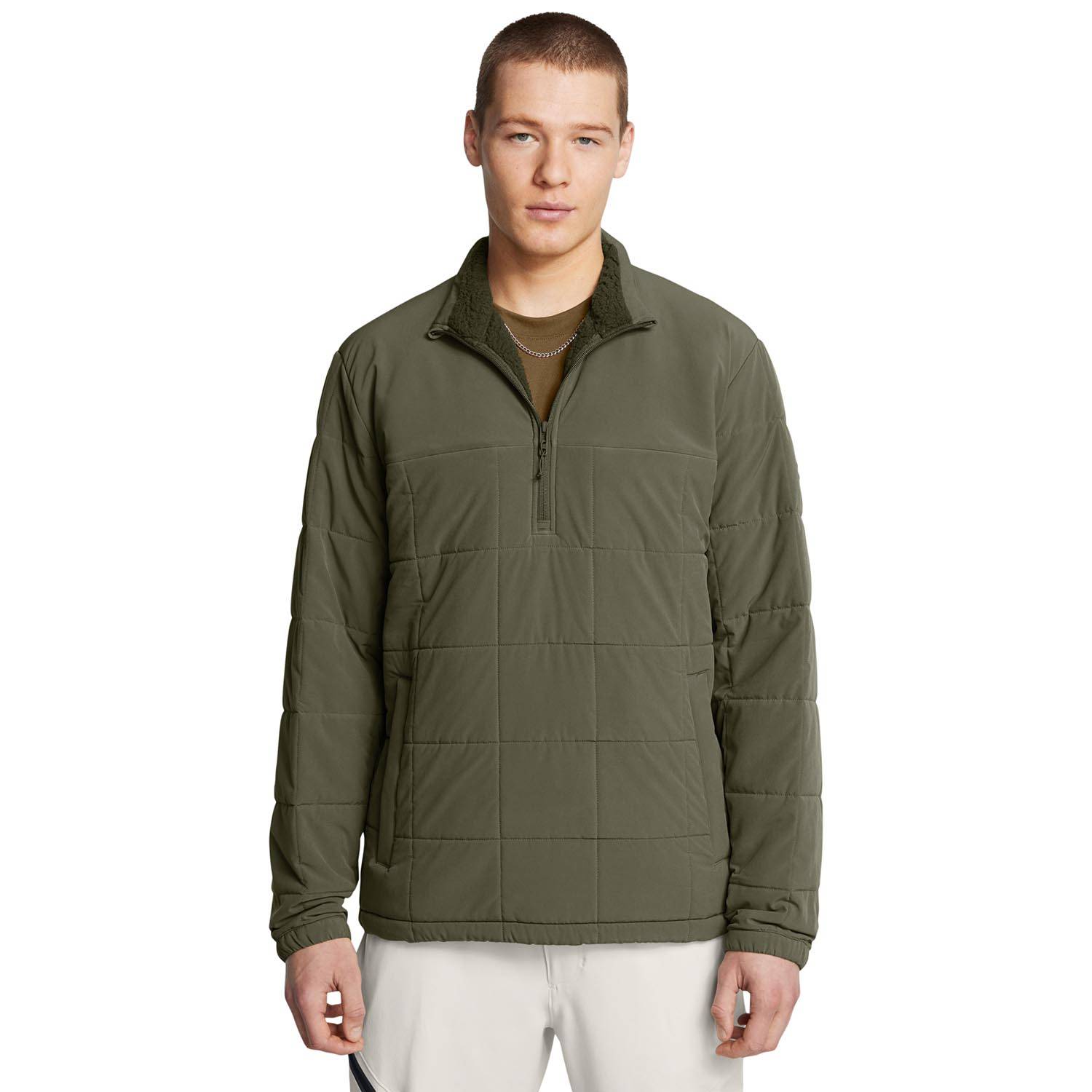 UNDER ARMOUR MEN'S EXPANSE QUILTED 1/2 ZIP IN OLIVE DRAB