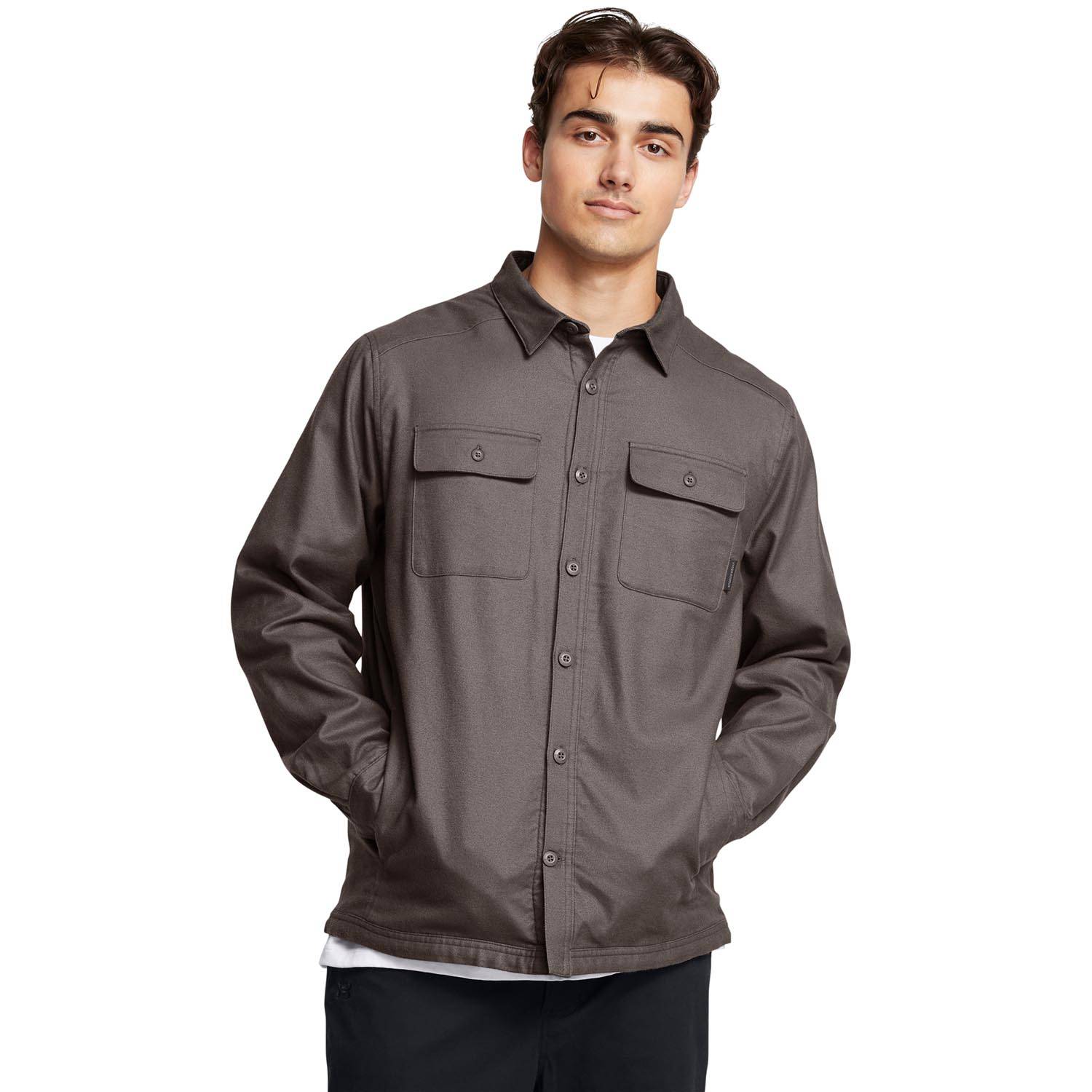 UNDER ARMOUR MEN'S FLEECE LINED FLANNEL SHIRT IN CLAY