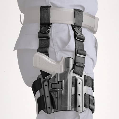 BLACK HAWK Tactical Holster With Platform Thigh Belt Pistol With Magazine Pouch! 