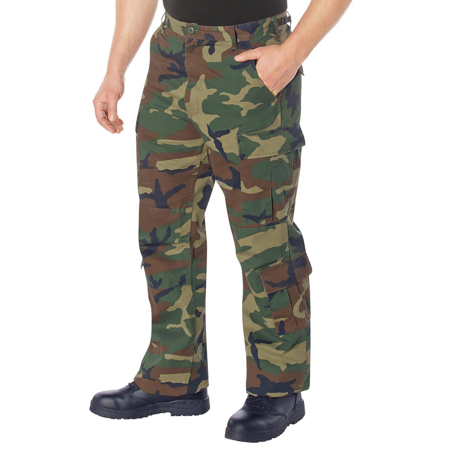 thumbnail image 2 of Rothco 2140 Vintage Paratrooper Cargo Shorts - Woodland Camo - 100% Cotton - Men's Sizes XS-4XL 2 of 5