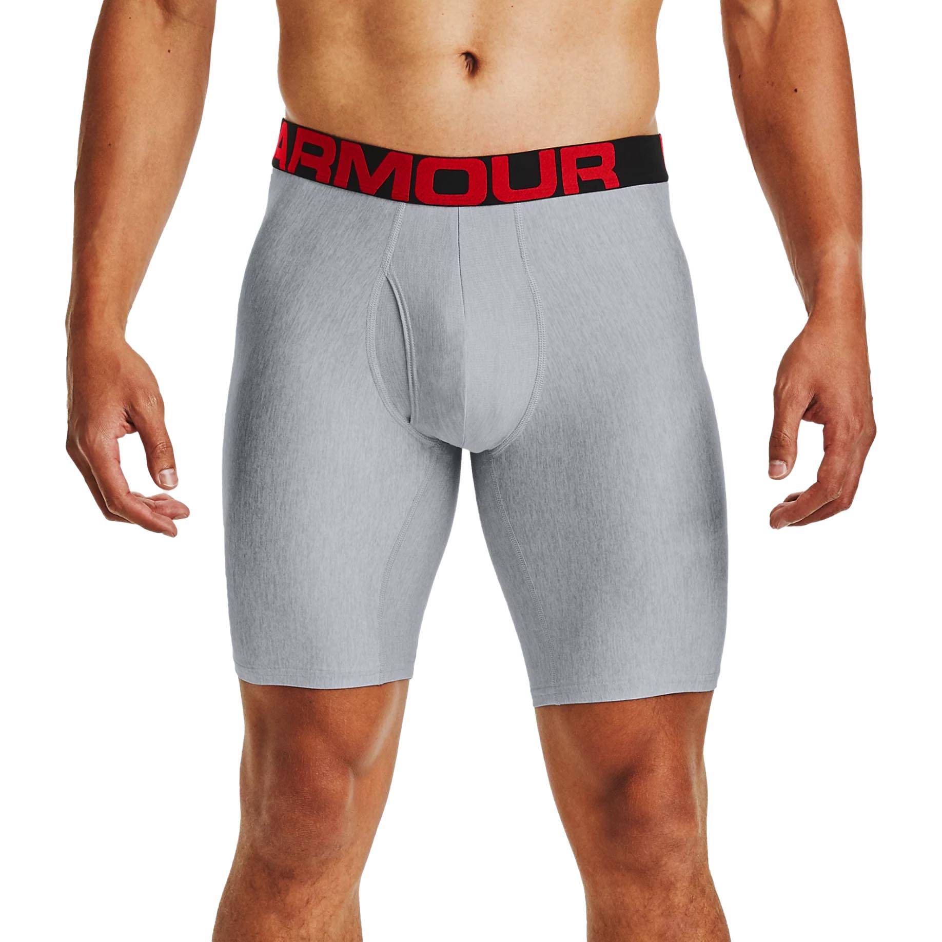 UNDER ARMOUR MEN'S TECH 9" BOXERJOCK, 2 PACK IN GREY