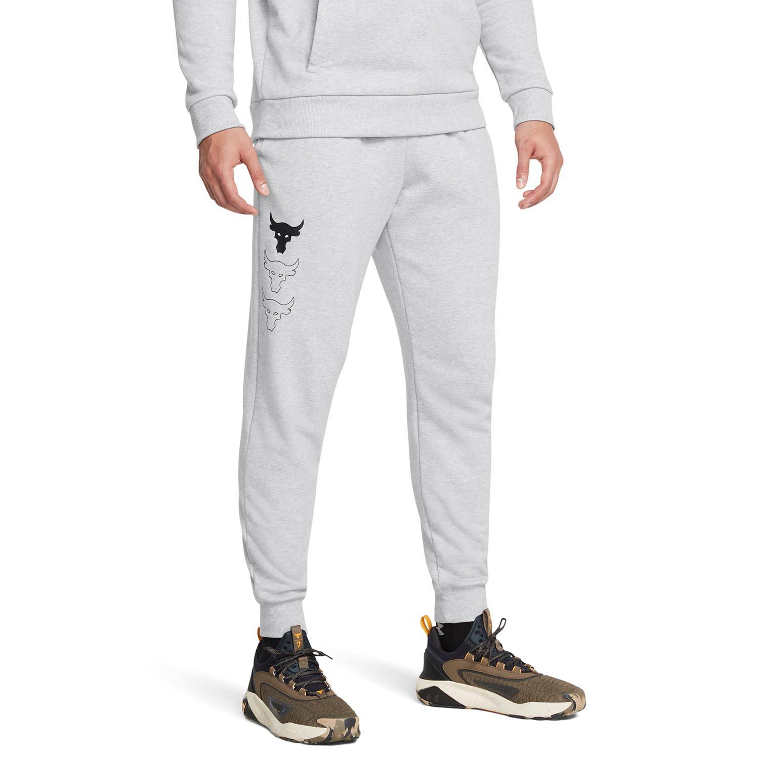 UNDER ARMOUR MEN'S PROJECT ROCK RIVAL FLEECE JOGGERS IN GRAY