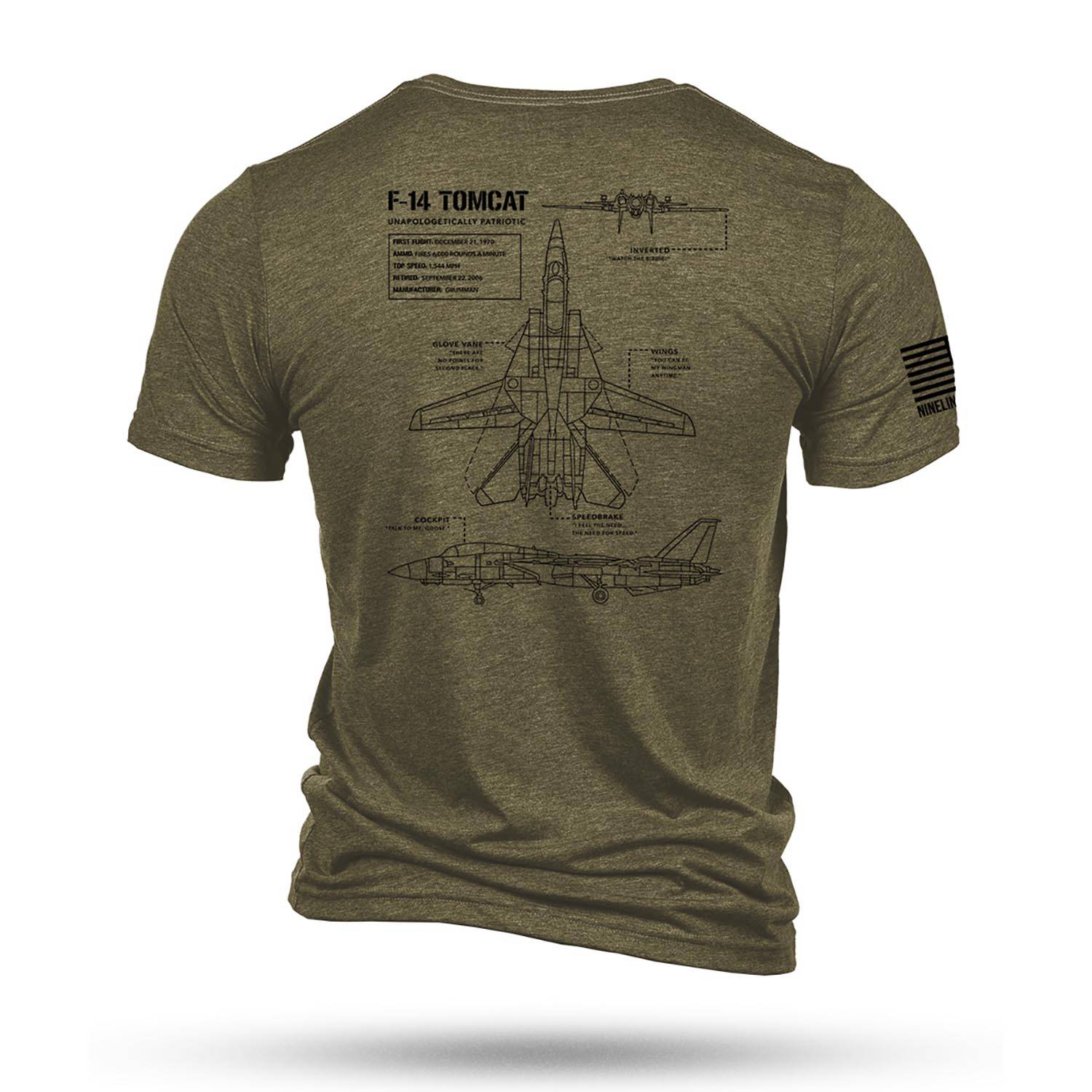 NINE LINE MEN'S F-14 TOMCAT SCHEMATIC T-SHIRT IN OLIVE