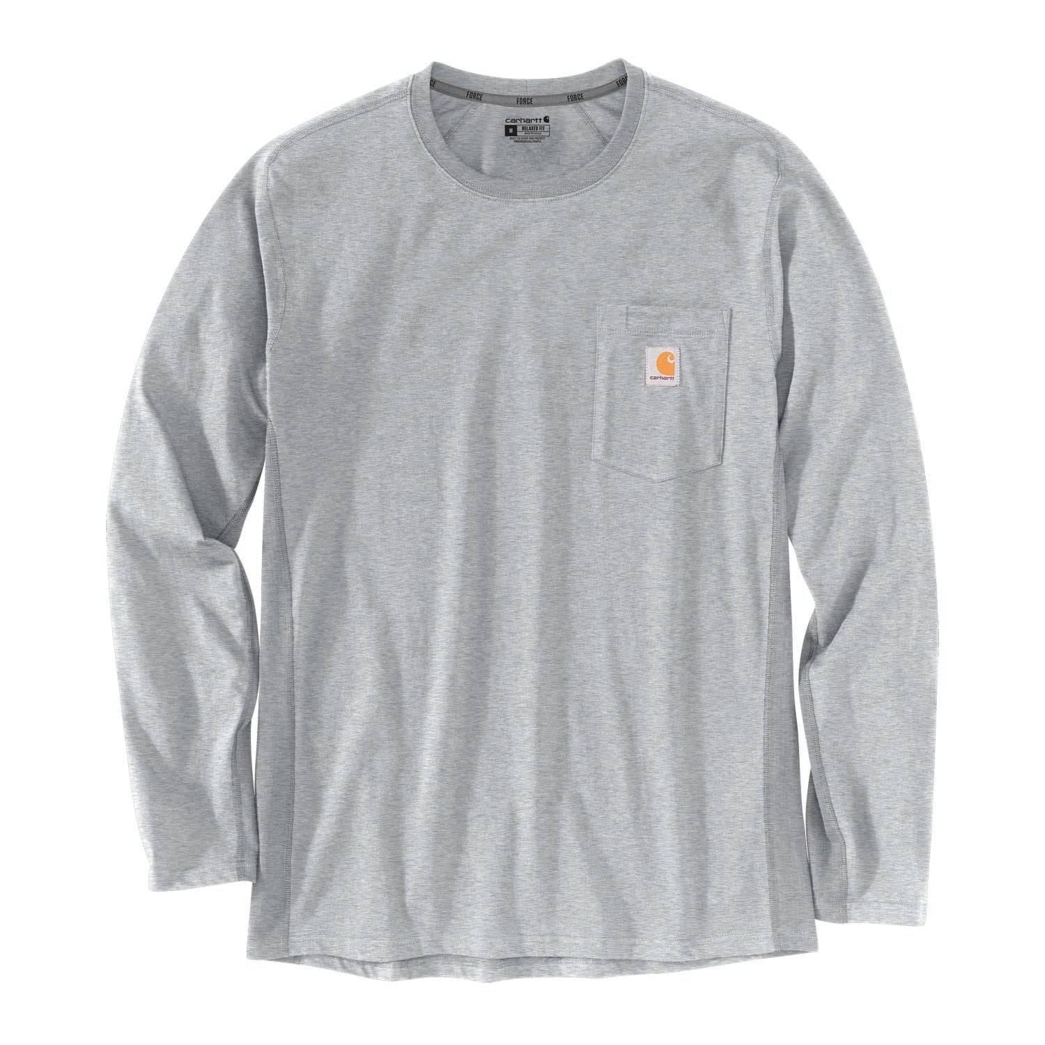CARHARTT FORCE MIDWEIGHT LONG-SLEEVE T-SHIRT IN HEATHER GRAY