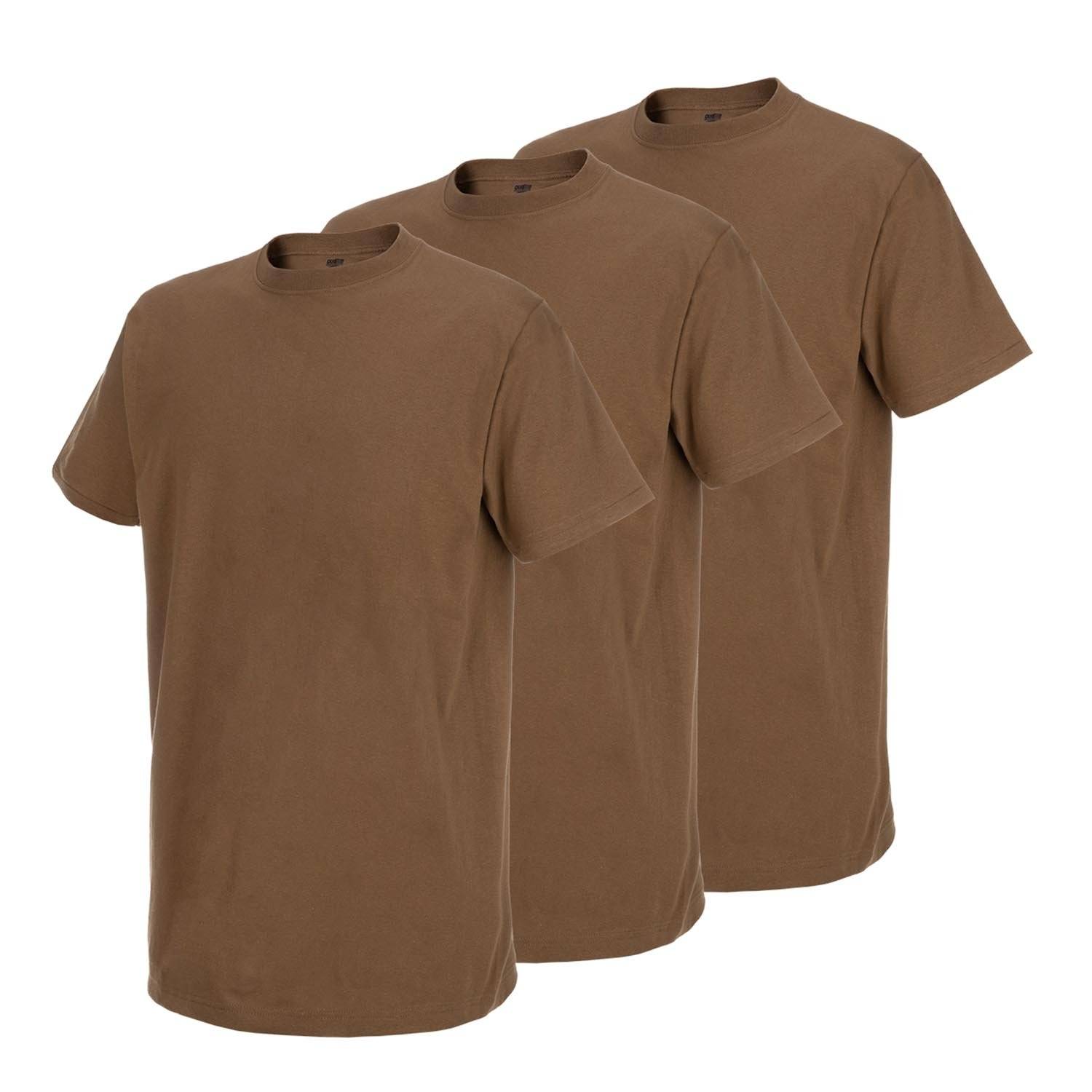 DUKE 100% COTTON MILITARY T-SHIRT, 3 PACK IN BROWN