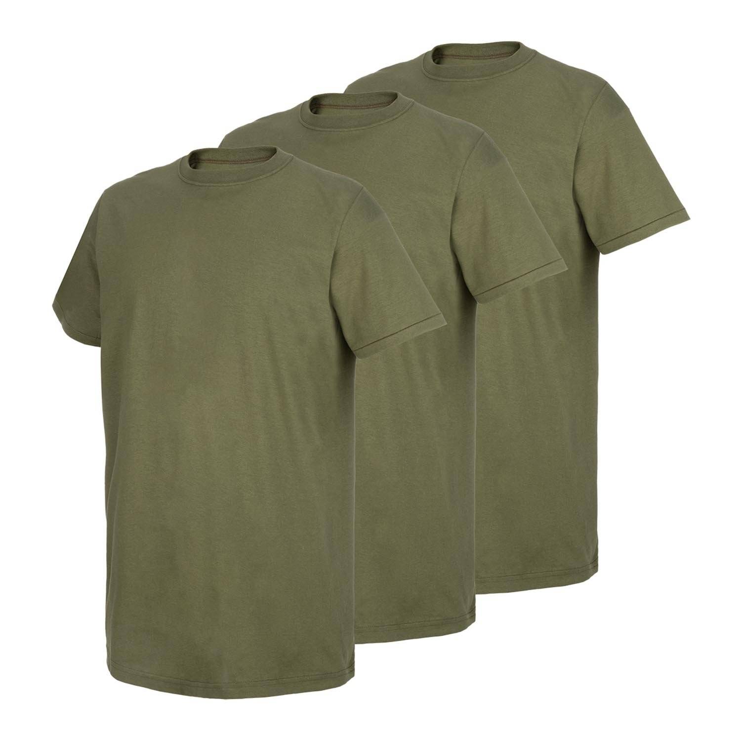 DUKE 100% COTTON MILITARY T-SHIRT, 3 PACK IN OLIVE