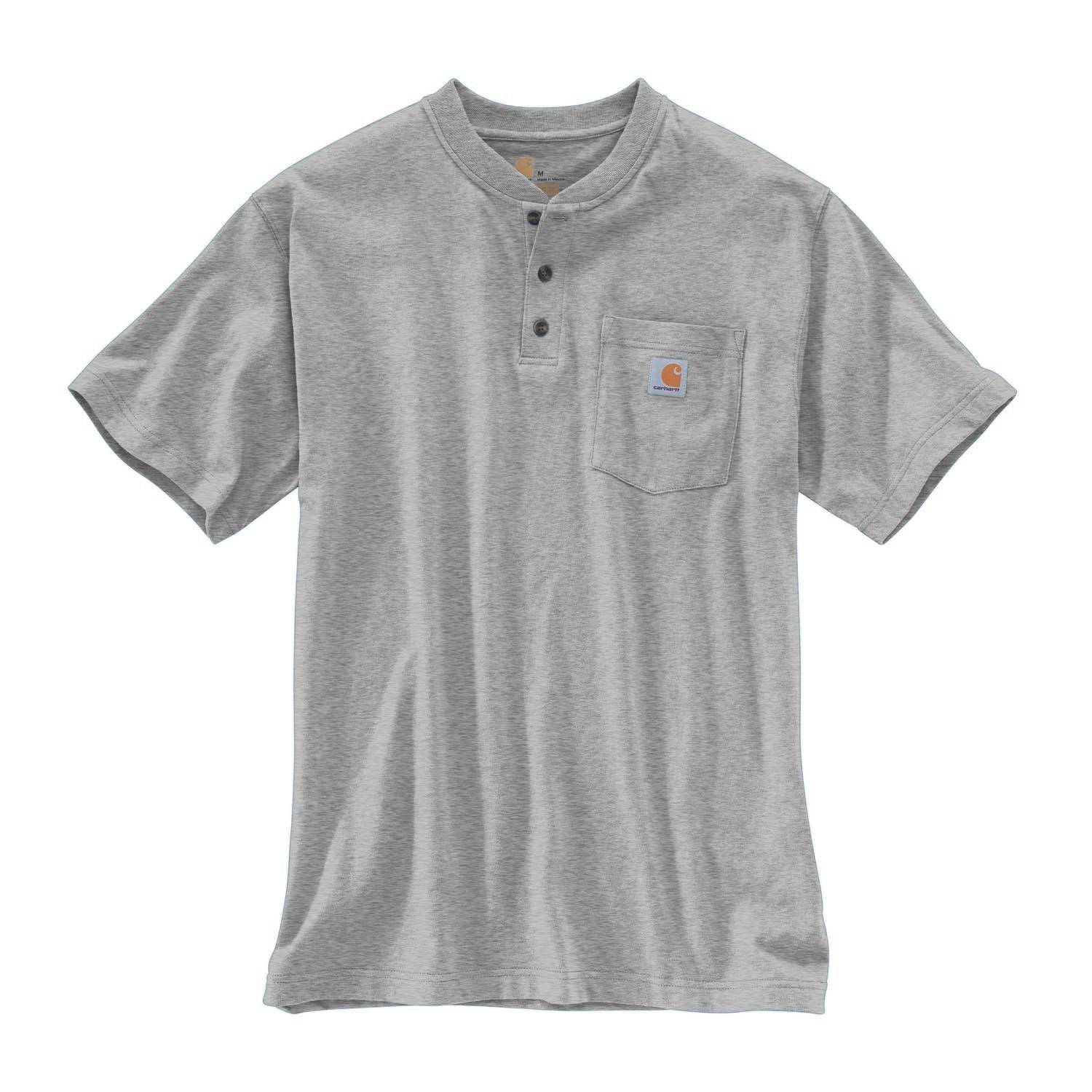CARHARTT SHORT SLEEVE POCKET HENLEY T-SHIRT HEATHER GRAY