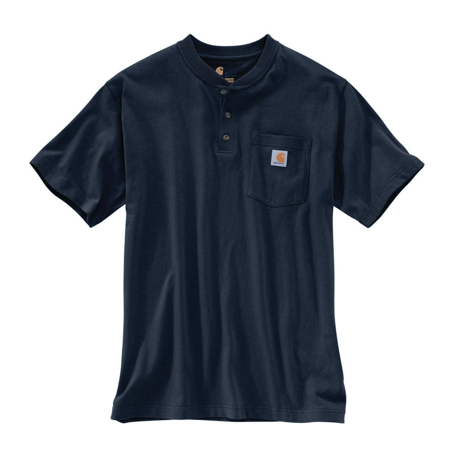 CARHARTT SHORT SLEEVE POCKET HENLEY T-SHIRT IN NAVY