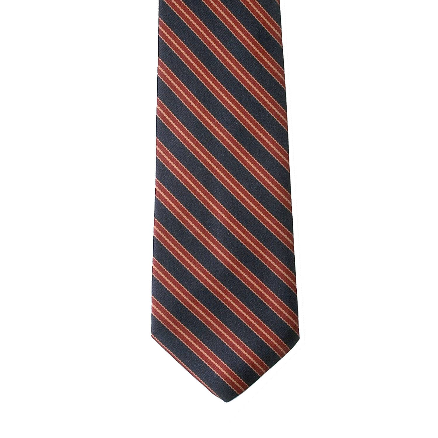 SAMUEL BROOME STRIPE CLIP-ON TIE W/BUTTONHOLES 3.5"