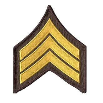 1 PAIR SERGEANT CHEVRON STRIPES GOLD ON BROWN FOR POLICE SECURITY FIRE X-7-1 
